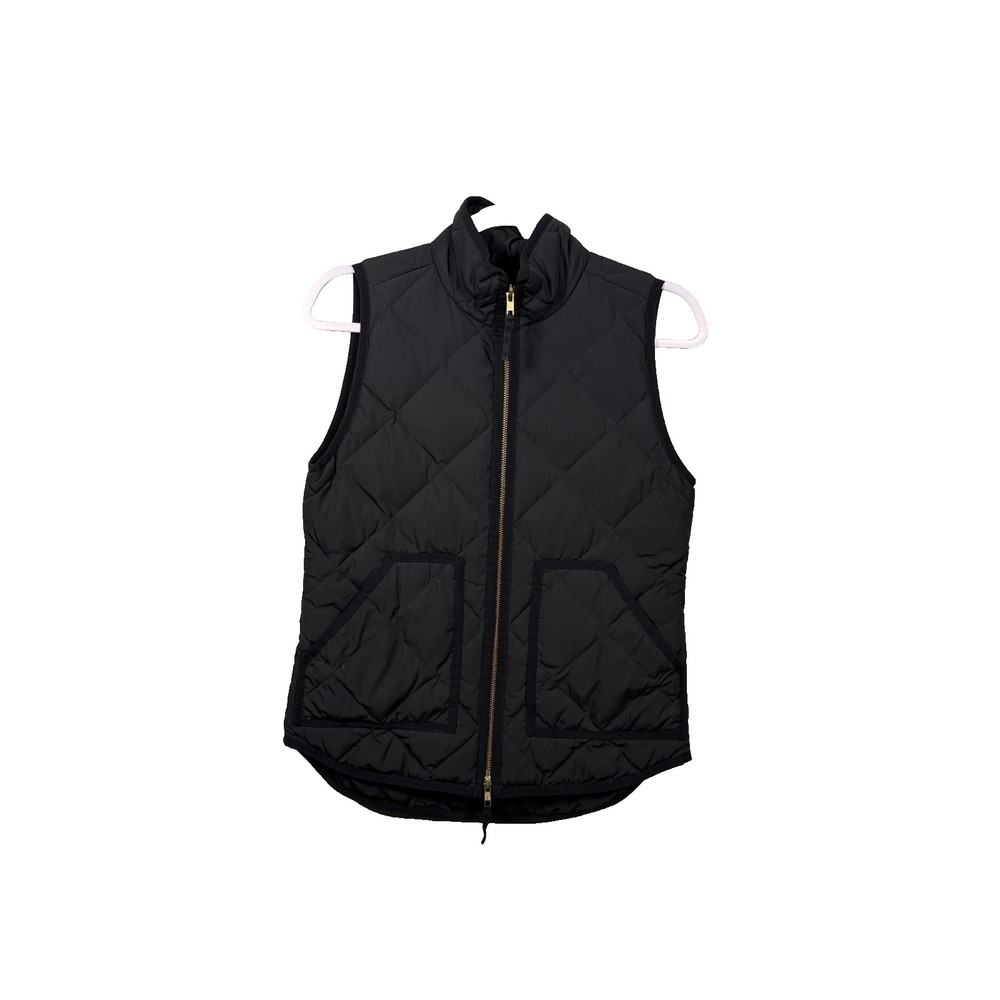 J Crew Vest Womens Vest Black Down Fill Puffer Full Zip Pockets Quilted Size XXS